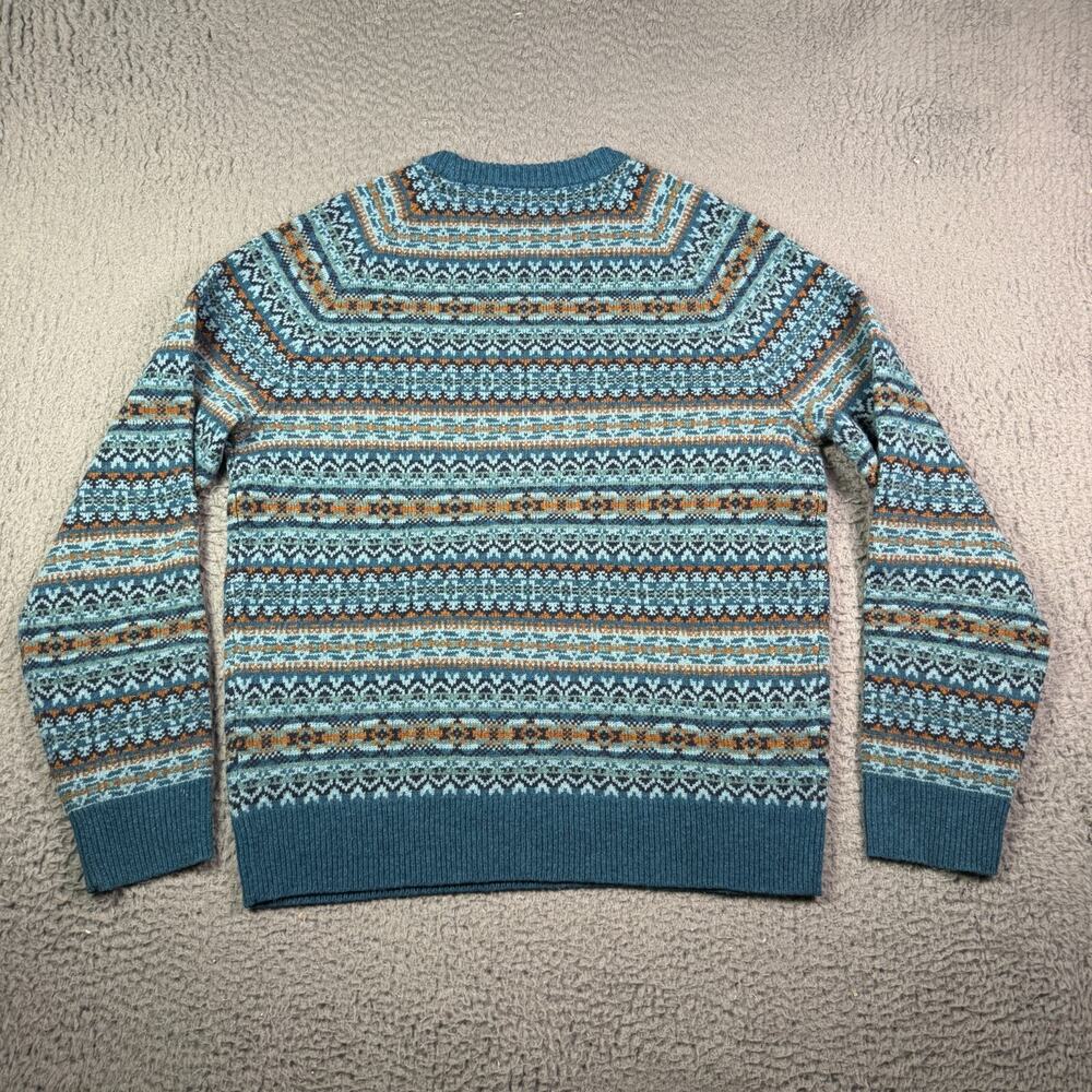 J. Crew Fair Isle Lambswool Sweater Mens M Blue Crew Neck Long Sleeve Pullover - Picture 6 of 8
